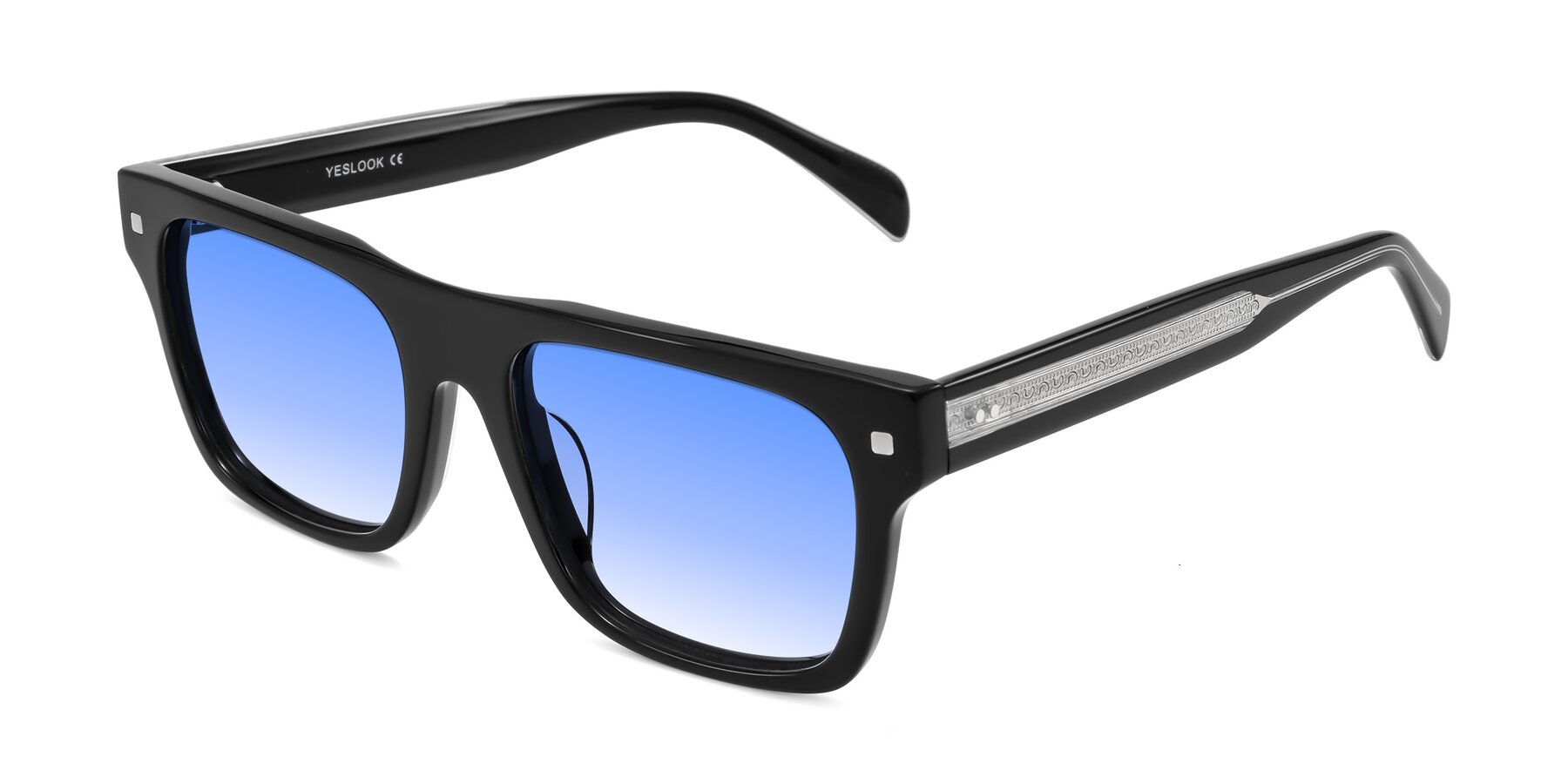 Angle of Emas in Black with Blue Gradient Lenses