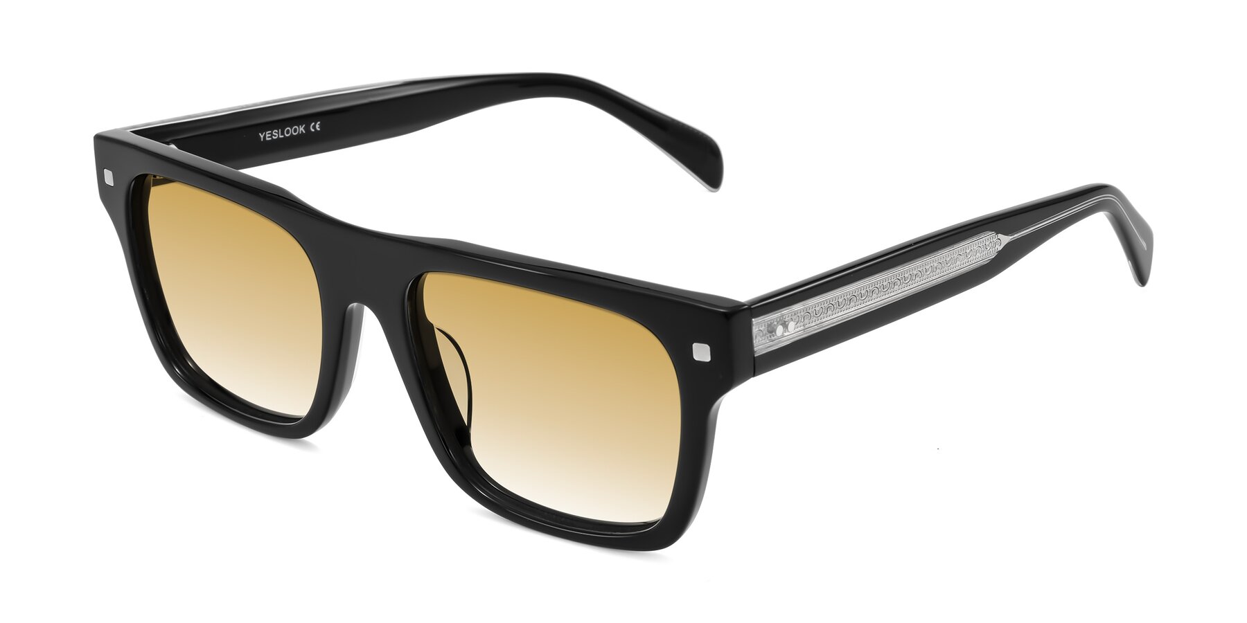 Angle of Emas in Black with Champagne Gradient Lenses
