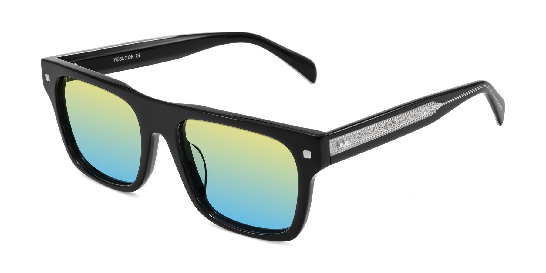 Angle of Emas in Black with Yellow / Blue Gradient Lenses