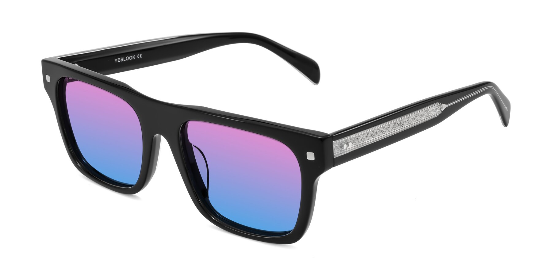 Angle of Emas in Black with Pink / Blue Gradient Lenses