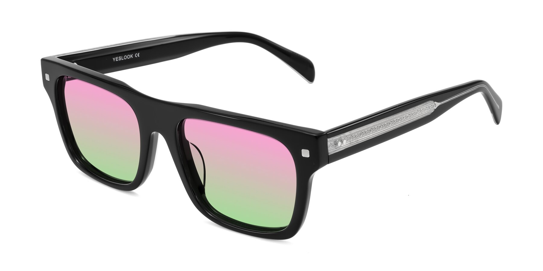 Angle of Emas in Black with Pink / Green Gradient Lenses