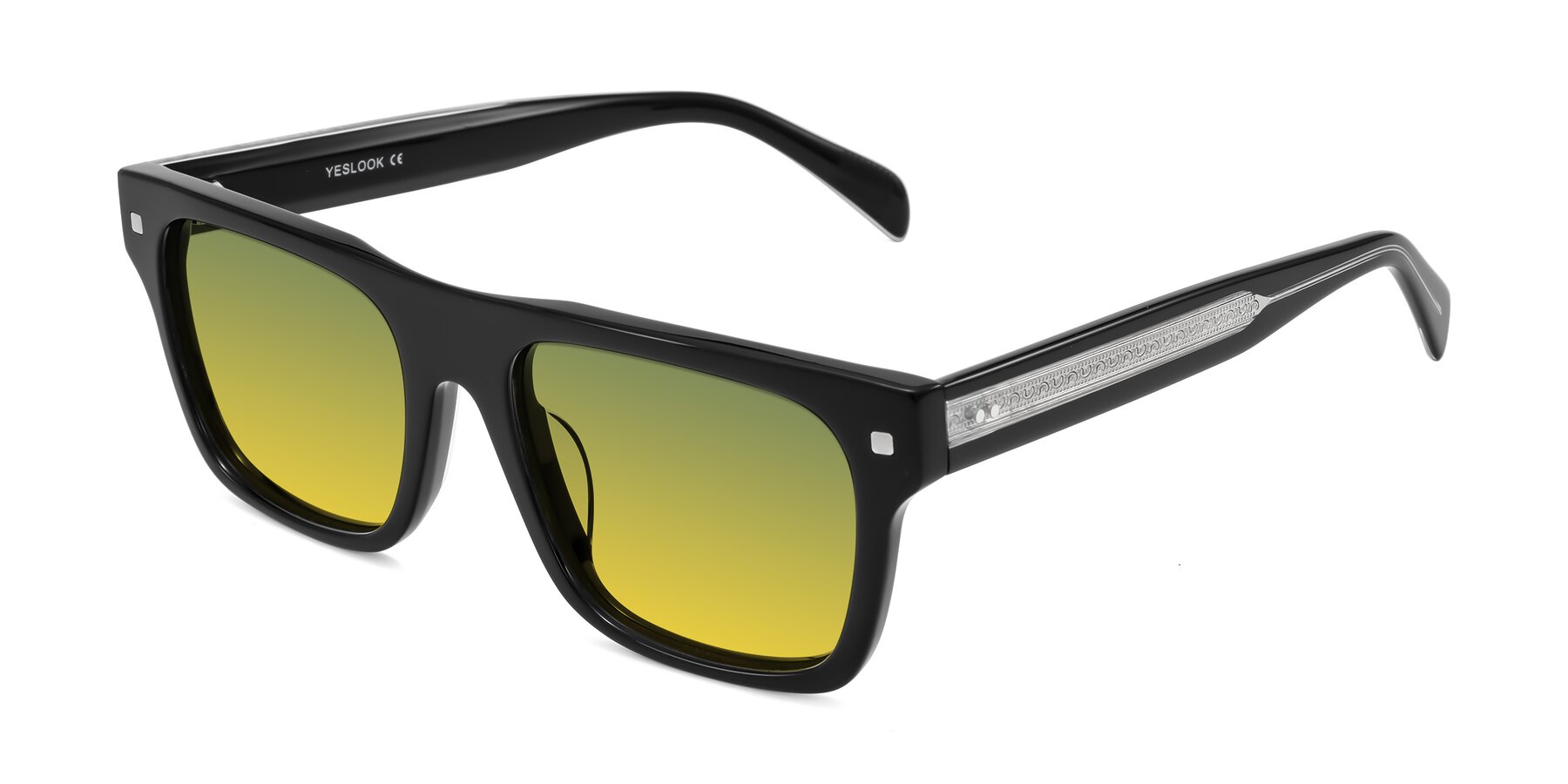 Angle of Emas in Black with Green / Yellow Gradient Lenses