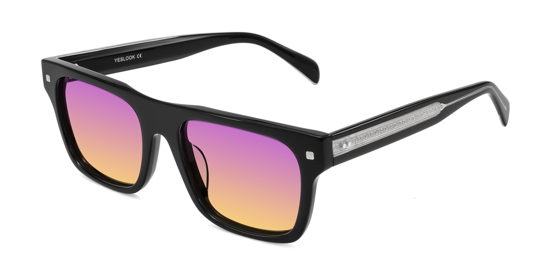 Angle of Emas in Black with Purple / Yellow Gradient Lenses