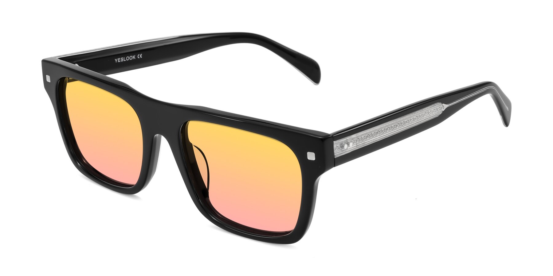 Angle of Emas in Black with Yellow / Pink Gradient Lenses