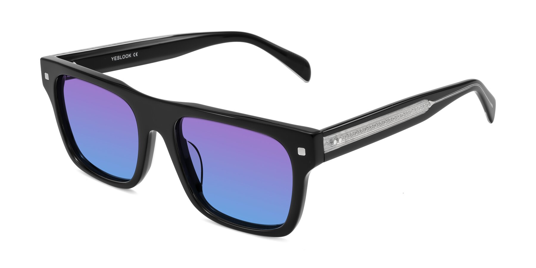 Angle of Emas in Black with Purple / Blue Gradient Lenses