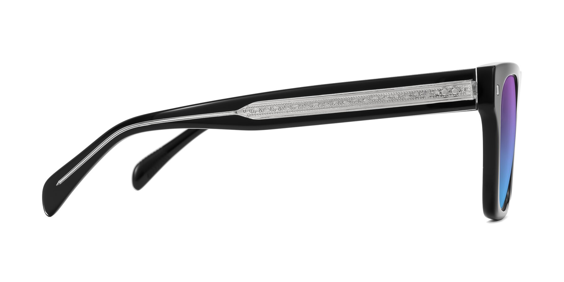 Side of Emas in Black with Purple / Blue Gradient Lenses