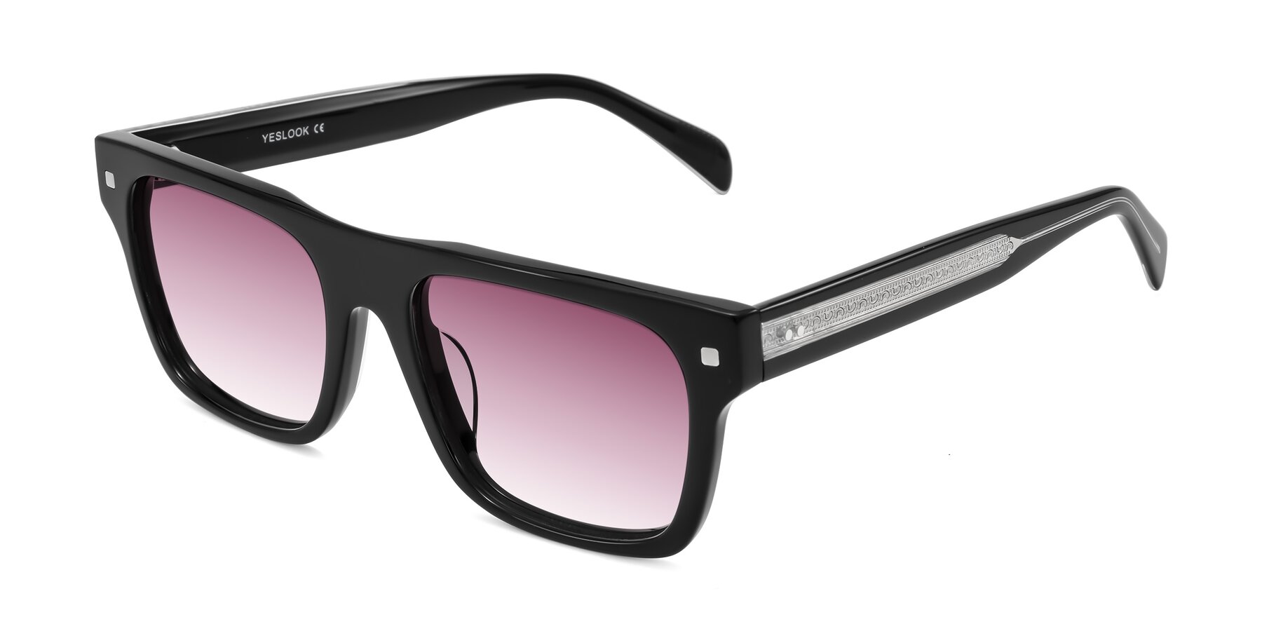 Angle of Emas in Black with Wine Gradient Lenses
