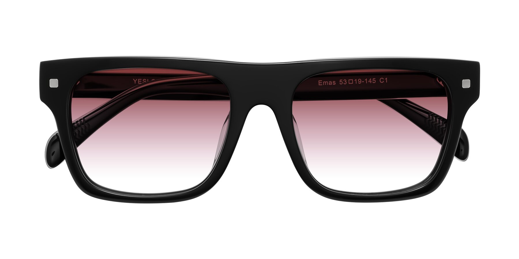 Folded Front of Emas in Black with Garnet Gradient Lenses