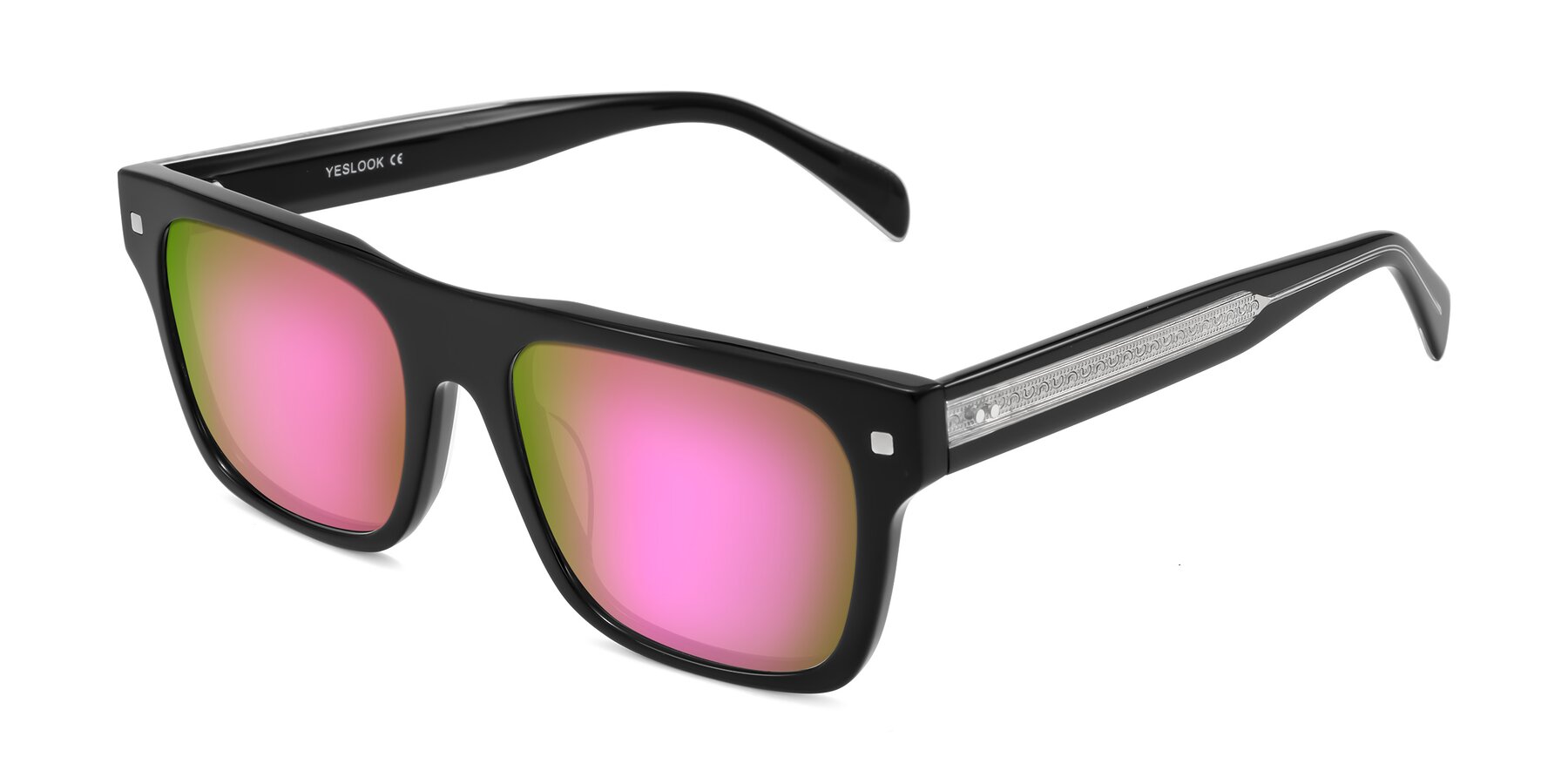 Angle of Emas in Black with Pink Mirrored Lenses