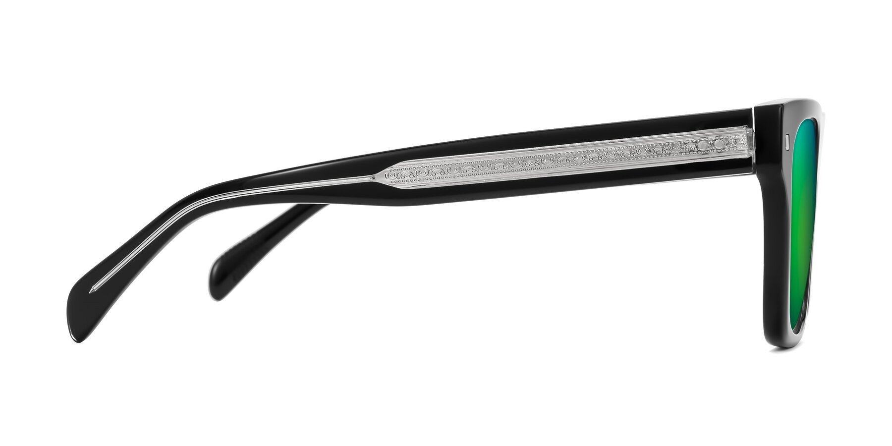 Side of Emas in Black with Green Mirrored Lenses