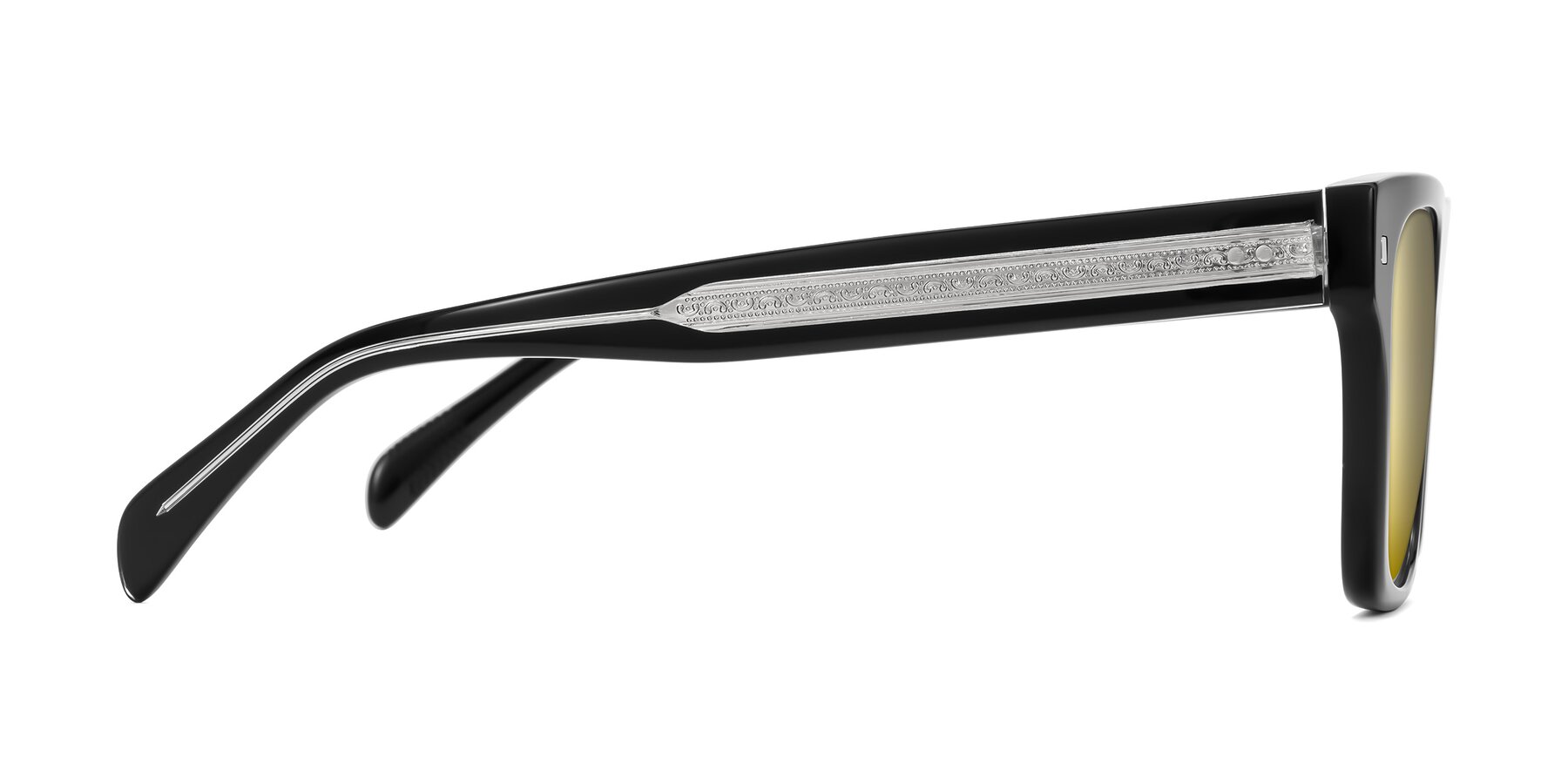 Side of Emas in Black with Gold Mirrored Lenses