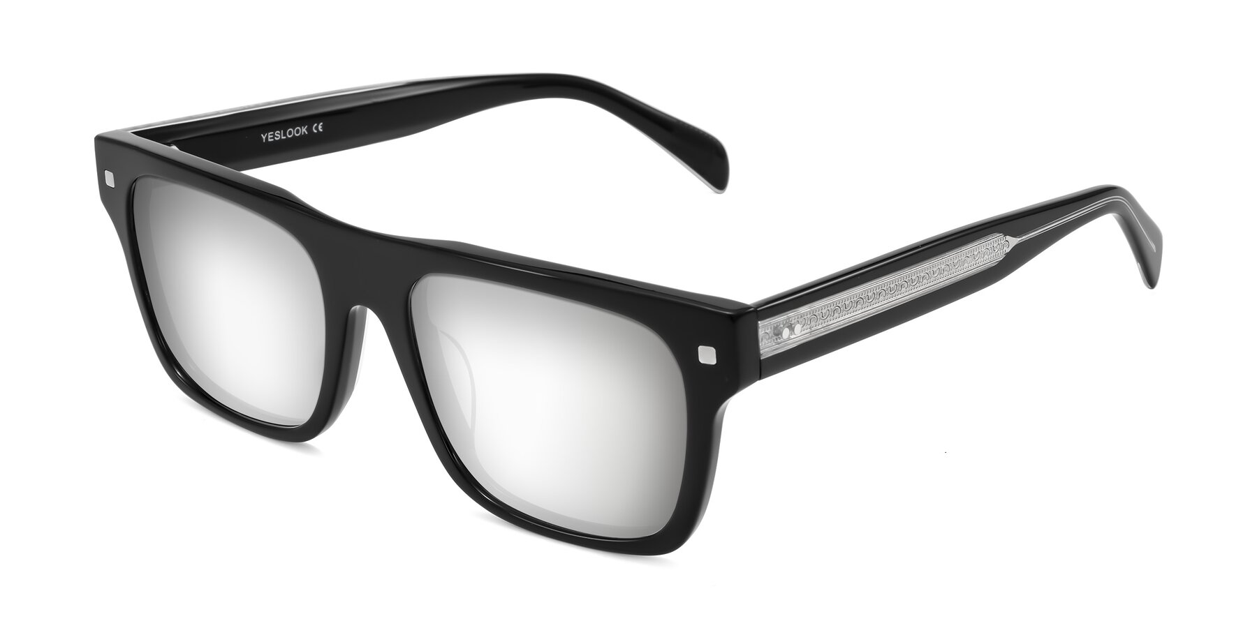 Angle of Emas in Black with Silver Mirrored Lenses