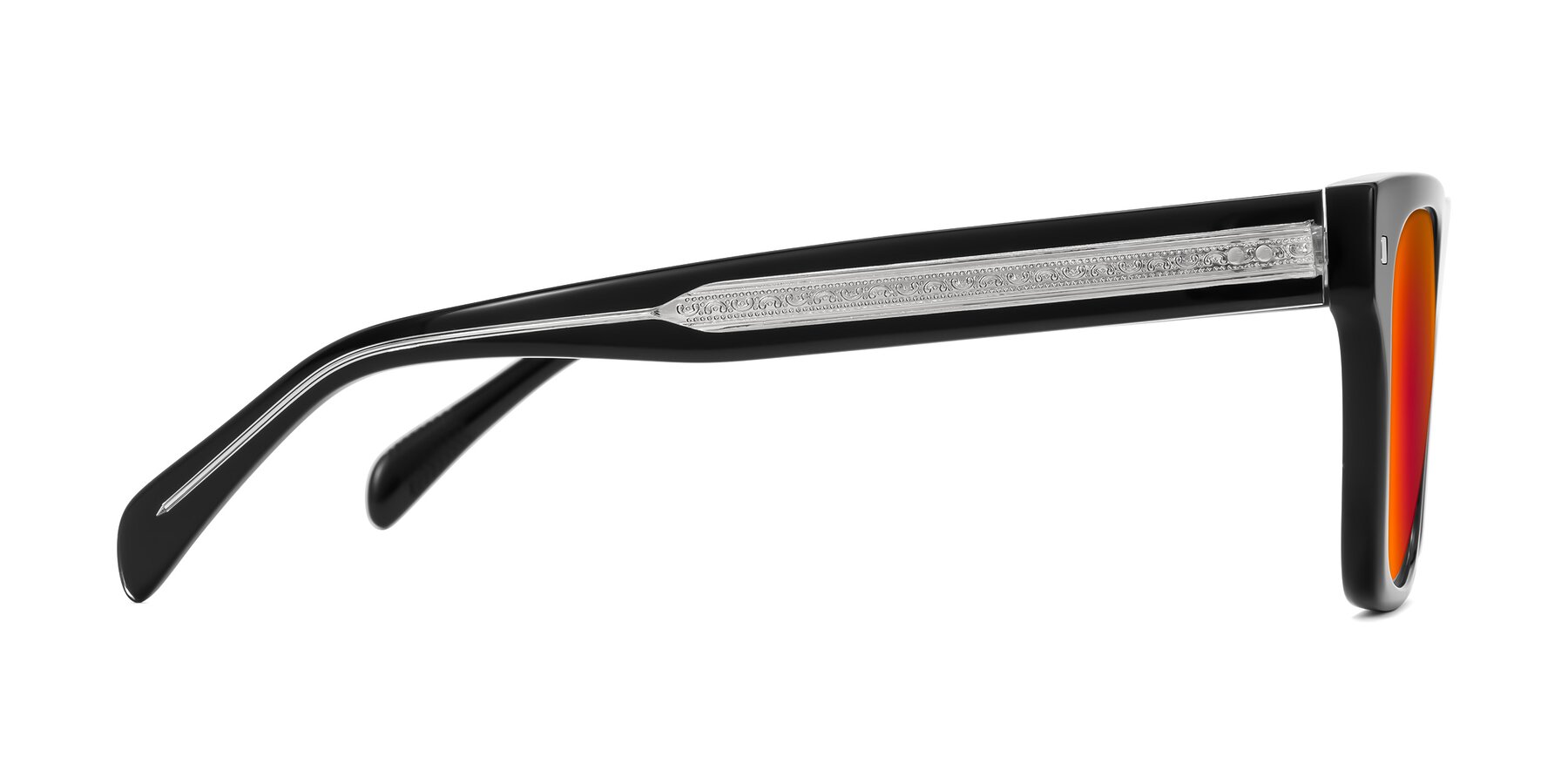 Side of Emas in Black with Red Gold Mirrored Lenses