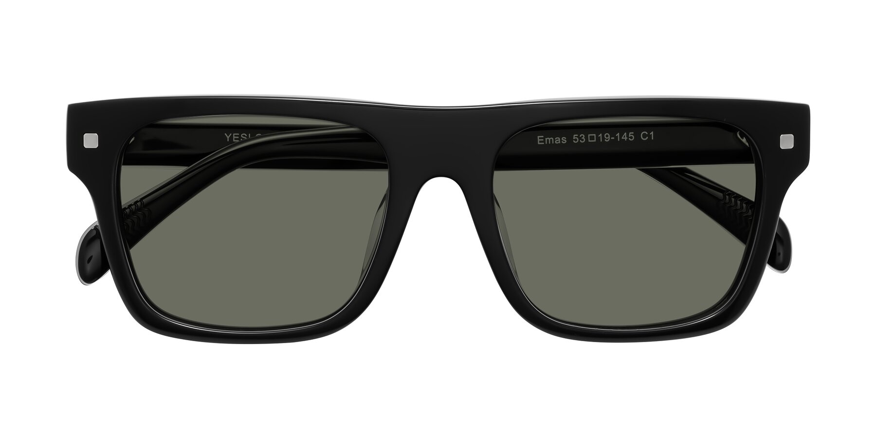 Folded Front of Emas in Black with Gray Polarized Lenses