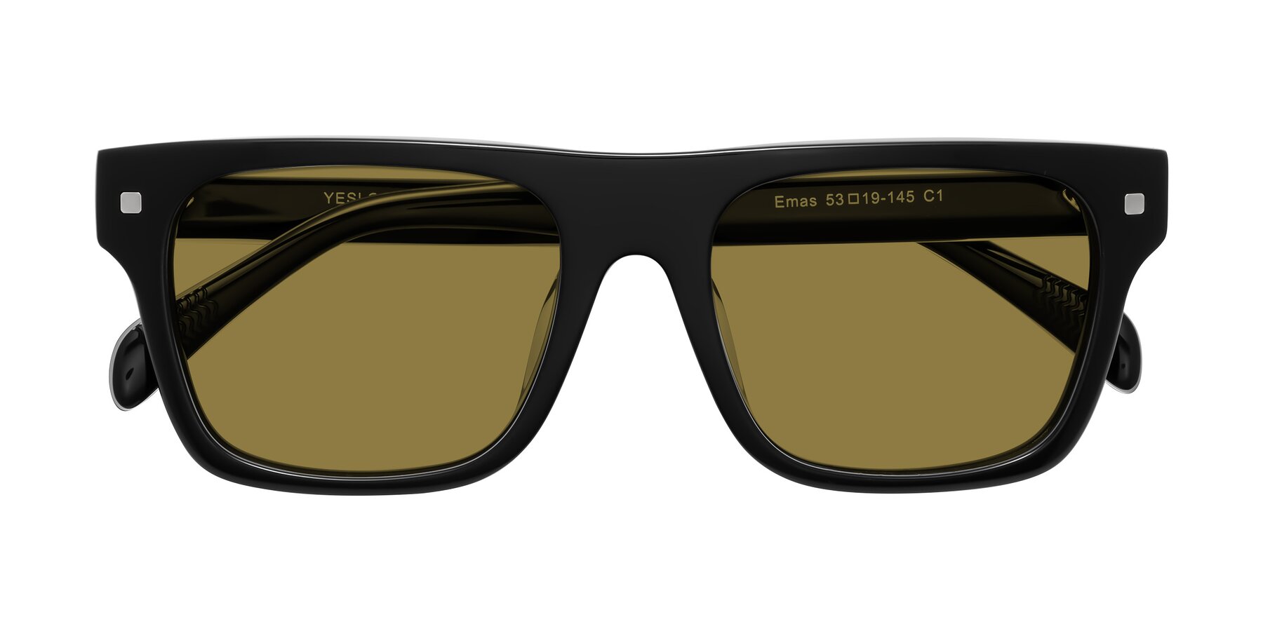 Folded Front of Emas in Black with Brown Polarized Lenses