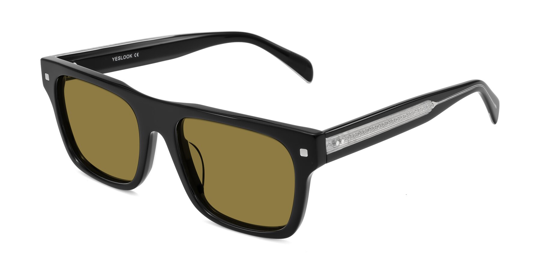 Angle of Emas in Black with Brown Polarized Lenses
