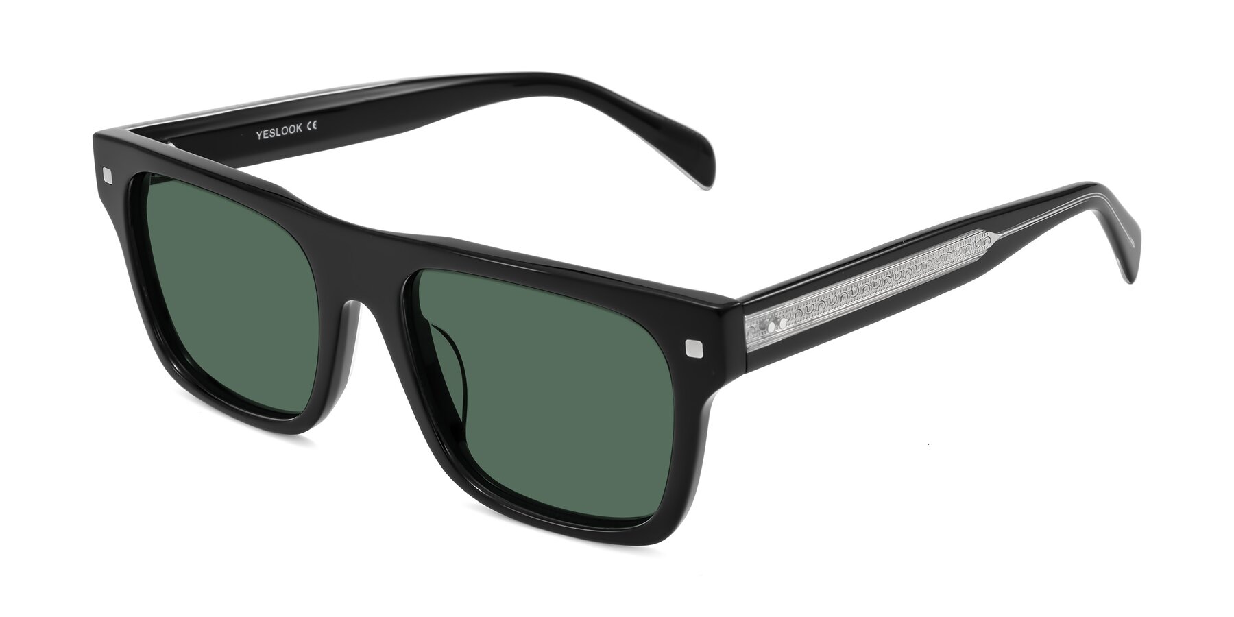 Angle of Emas in Black with Green Polarized Lenses