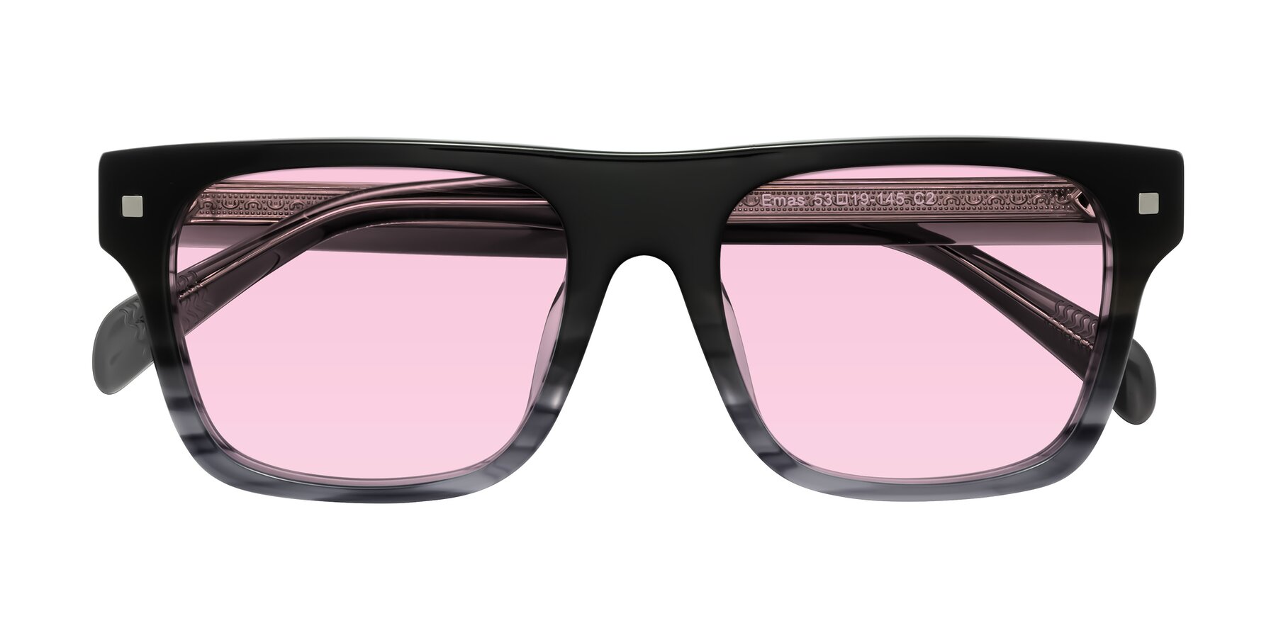 Folded Front of Emas in Gray Striped with Light Pink Tinted Lenses