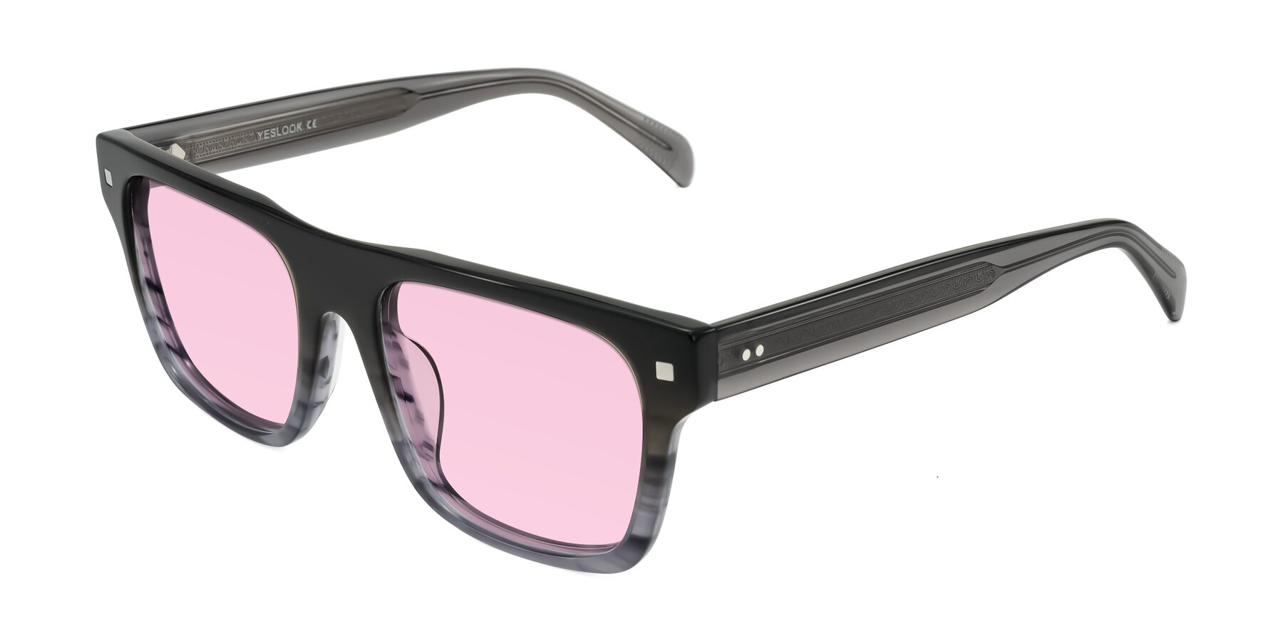 Angle of Emas in Gray Striped with Light Pink Tinted Lenses