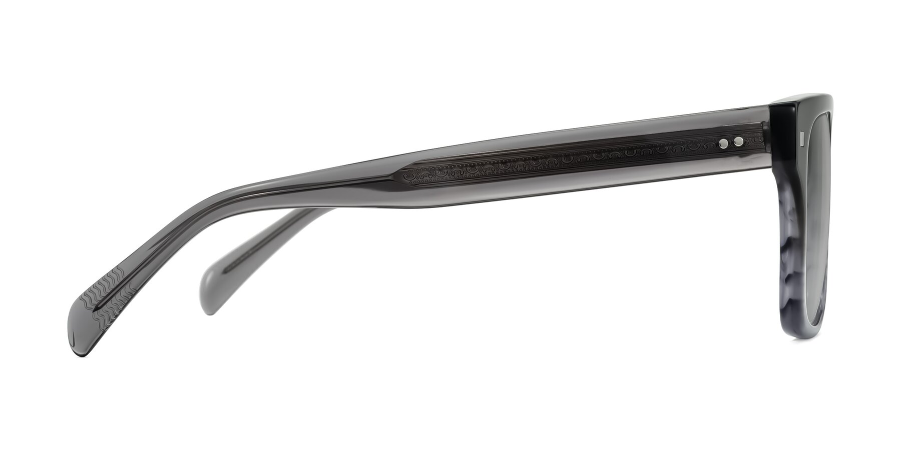 Side of Emas in Gray Striped with Light Gray Tinted Lenses