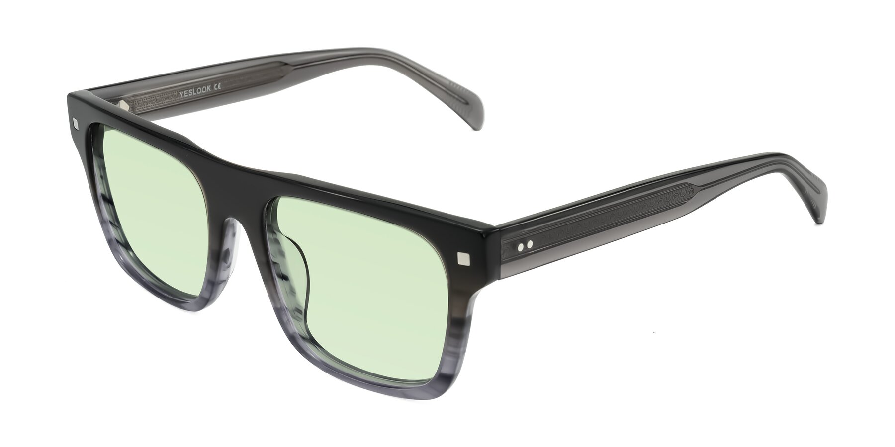 Angle of Emas in Gray Striped with Light Green Tinted Lenses