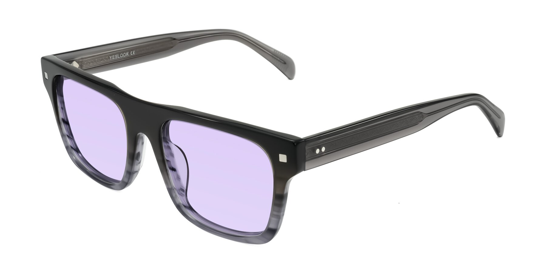Angle of Emas in Gray Striped with Light Purple Tinted Lenses