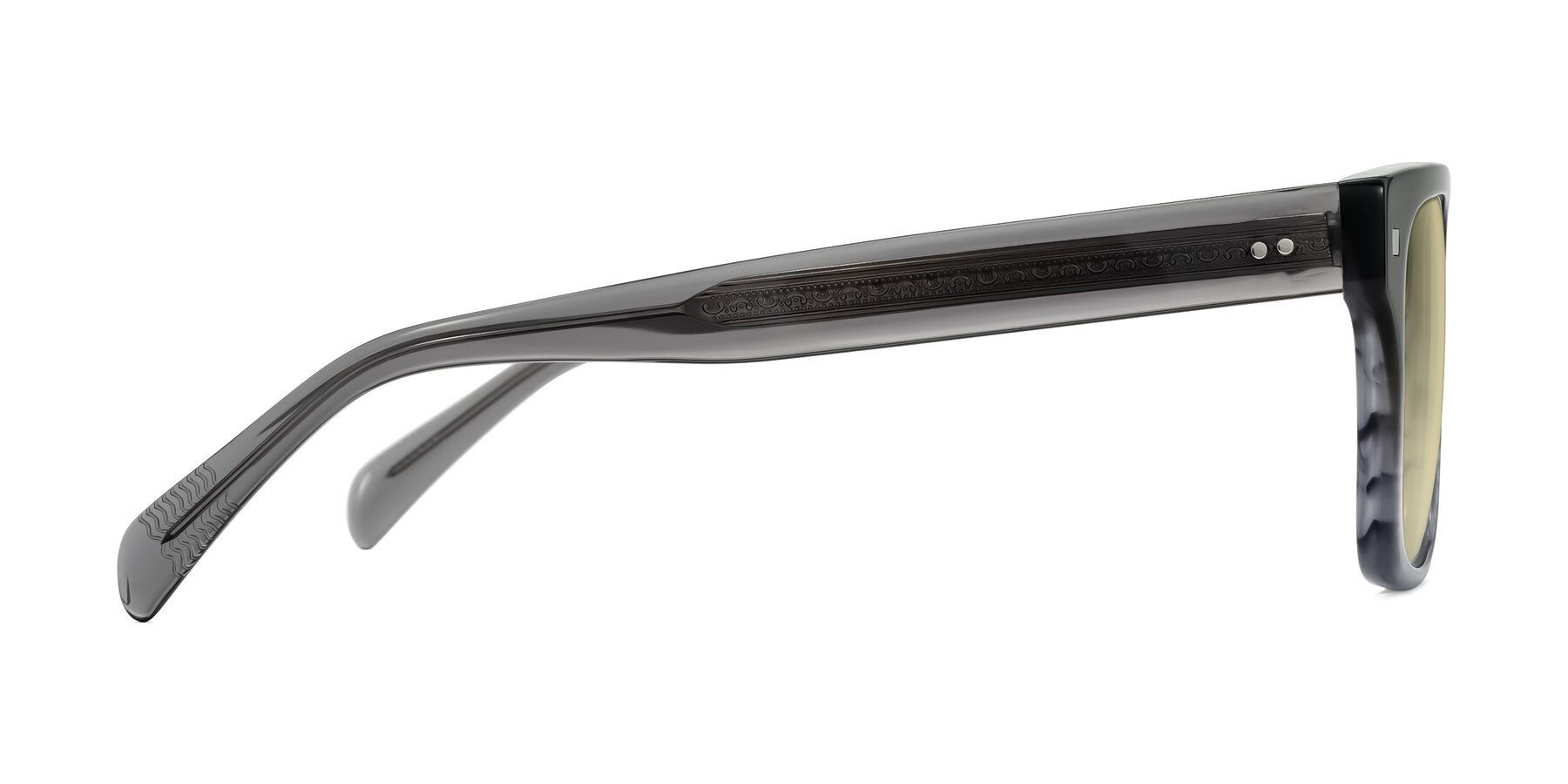 Side of Emas in Gray Striped with Light Champagne Tinted Lenses