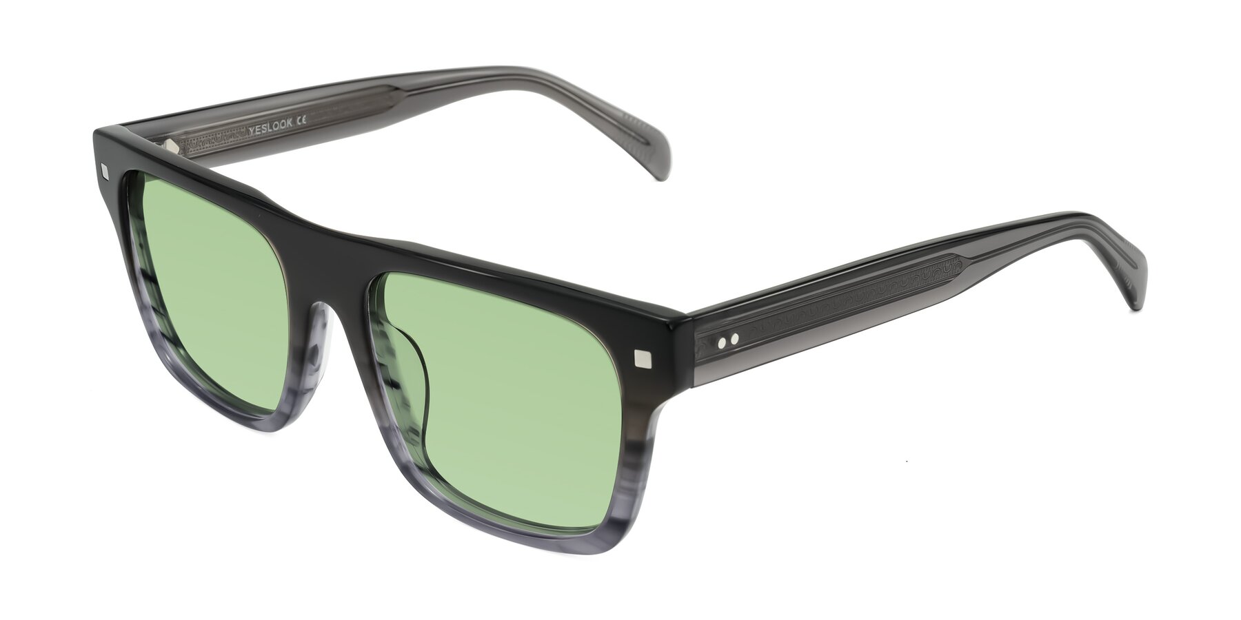 Angle of Emas in Gray Striped with Medium Green Tinted Lenses