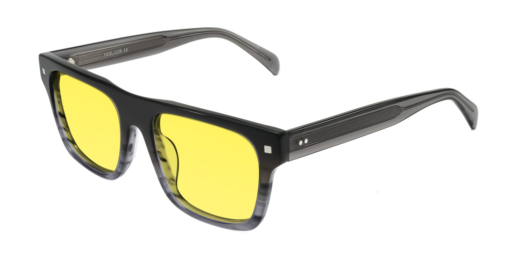 Angle of Emas in Gray Striped with Medium Yellow Tinted Lenses