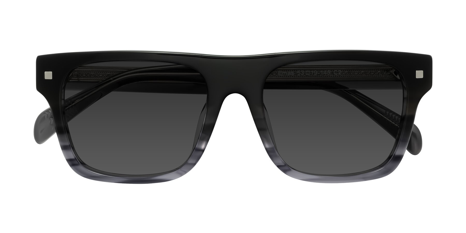 Folded Front of Emas in Gray Striped with Gray Tinted Lenses