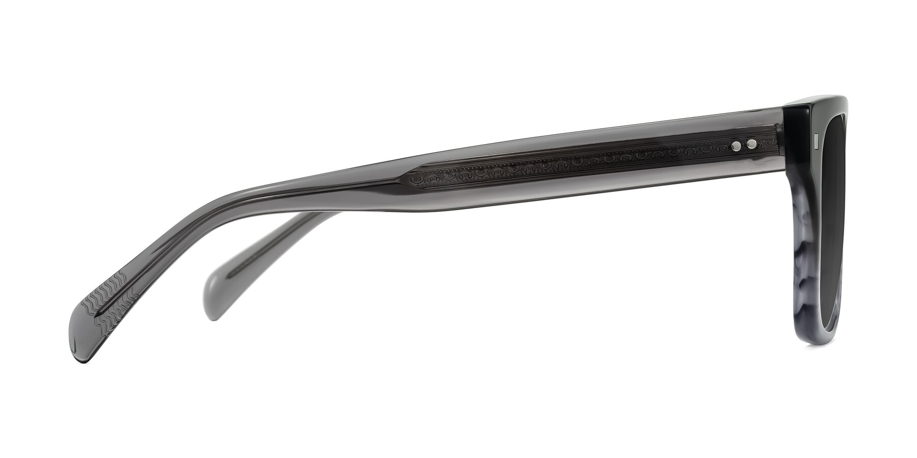 Side of Emas in Gray Striped with Gray Tinted Lenses