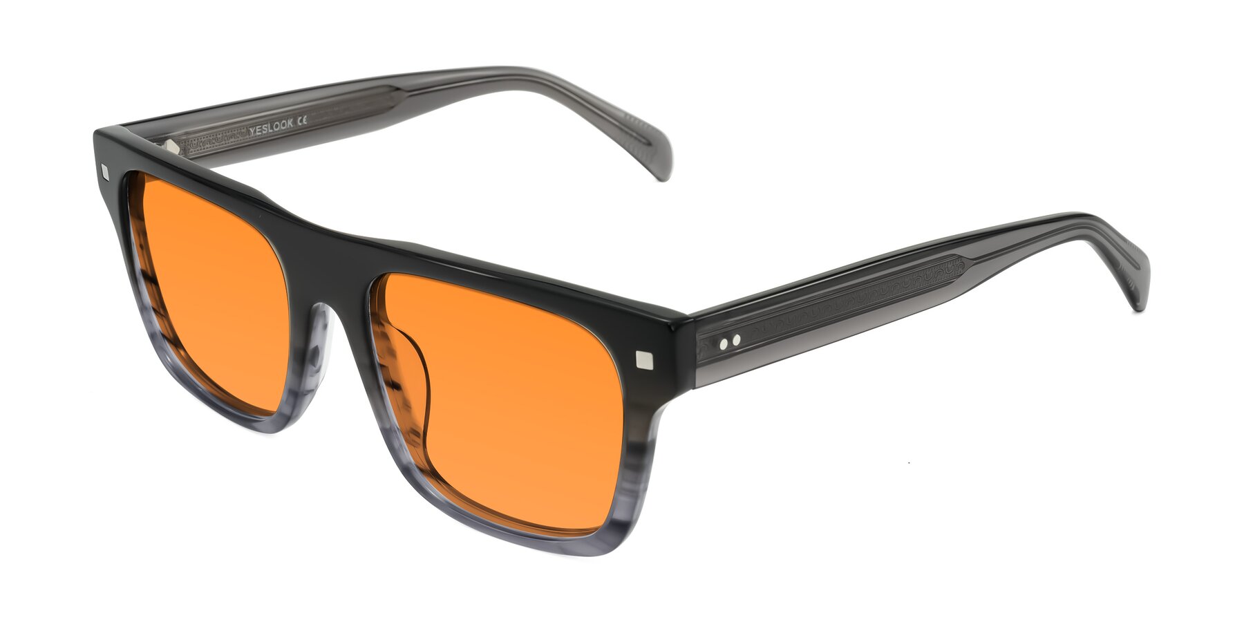 Angle of Emas in Gray Striped with Orange Tinted Lenses