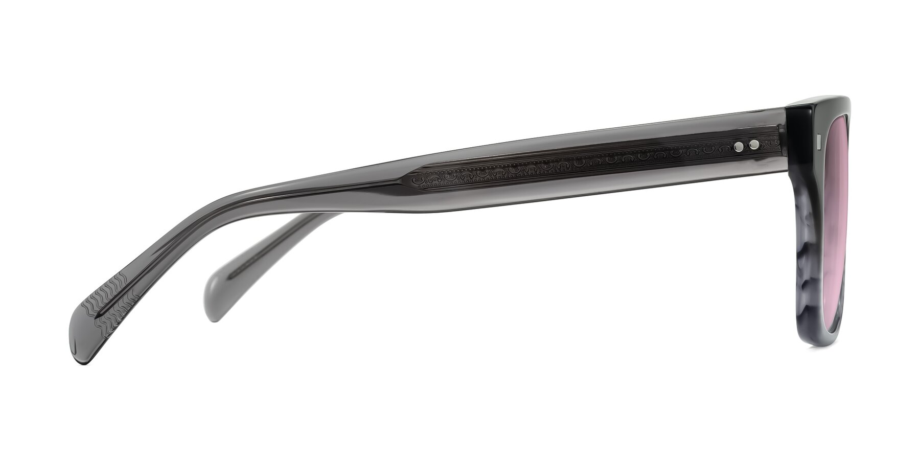 Side of Emas in Gray Striped with Light Wine Tinted Lenses