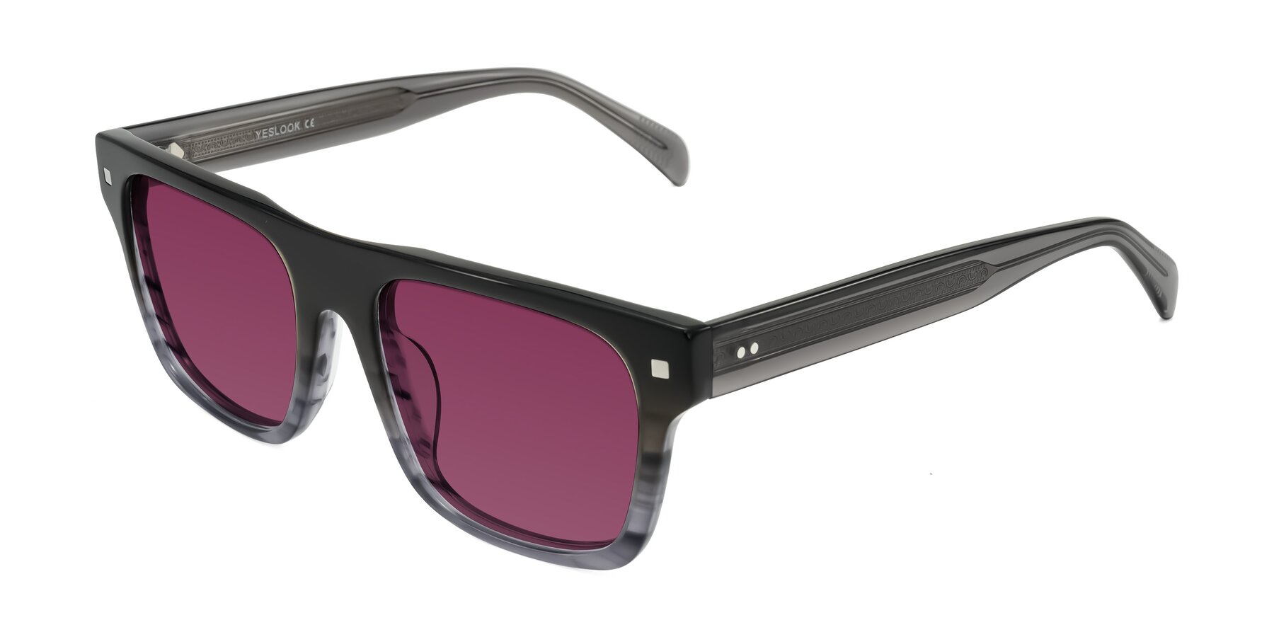 Angle of Emas in Gray Striped with Wine Tinted Lenses