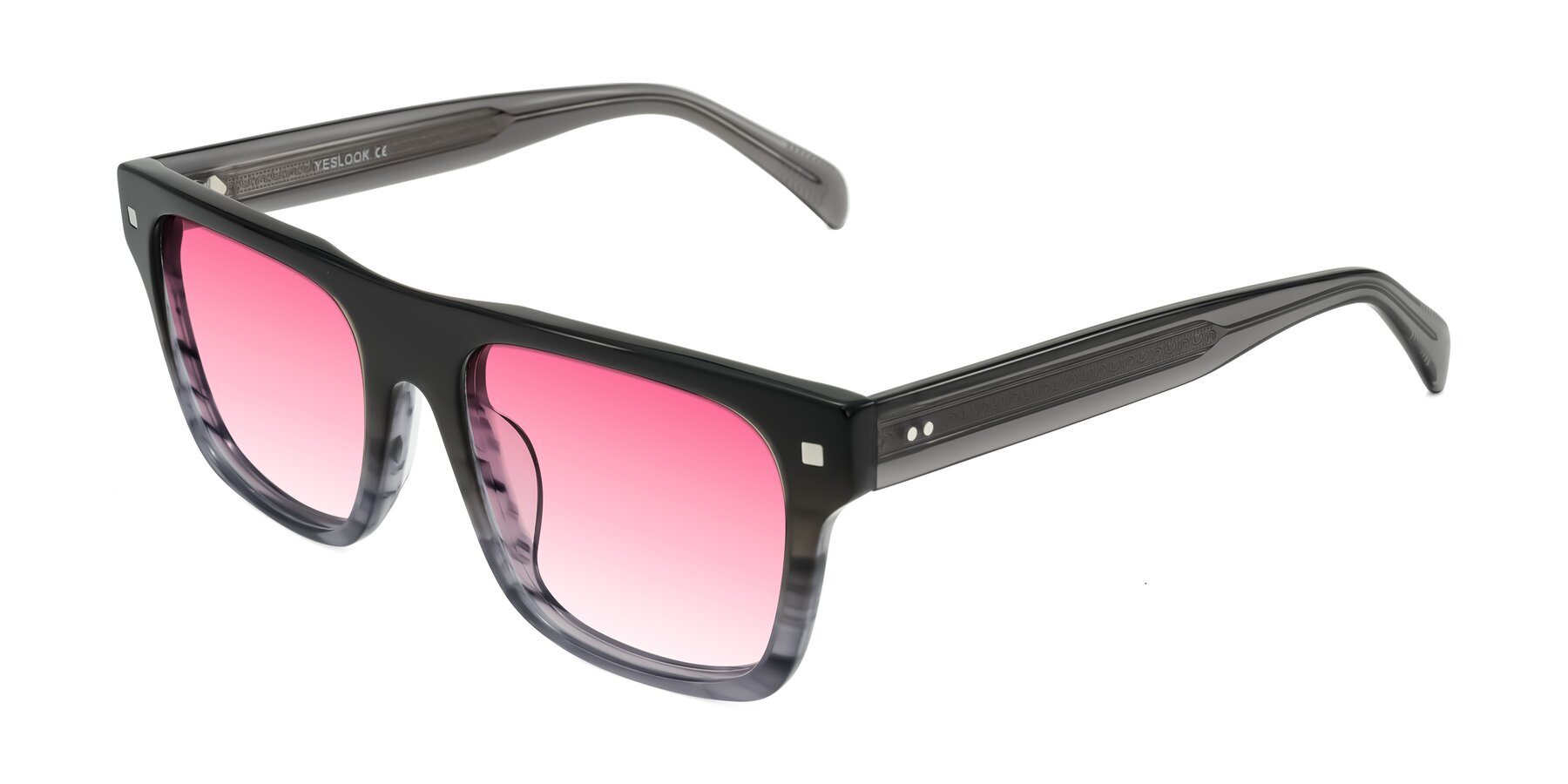 Angle of Emas in Gray Striped with Pink Gradient Lenses