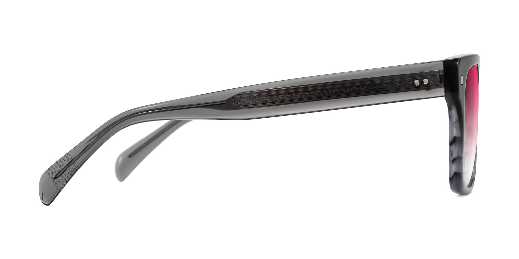 Side of Emas in Gray Striped with Pink Gradient Lenses