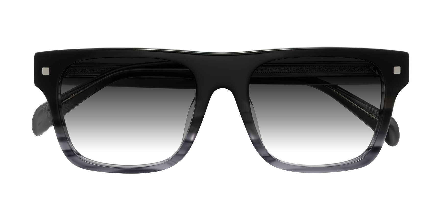 Folded Front of Emas in Gray Striped with Gray Gradient Lenses