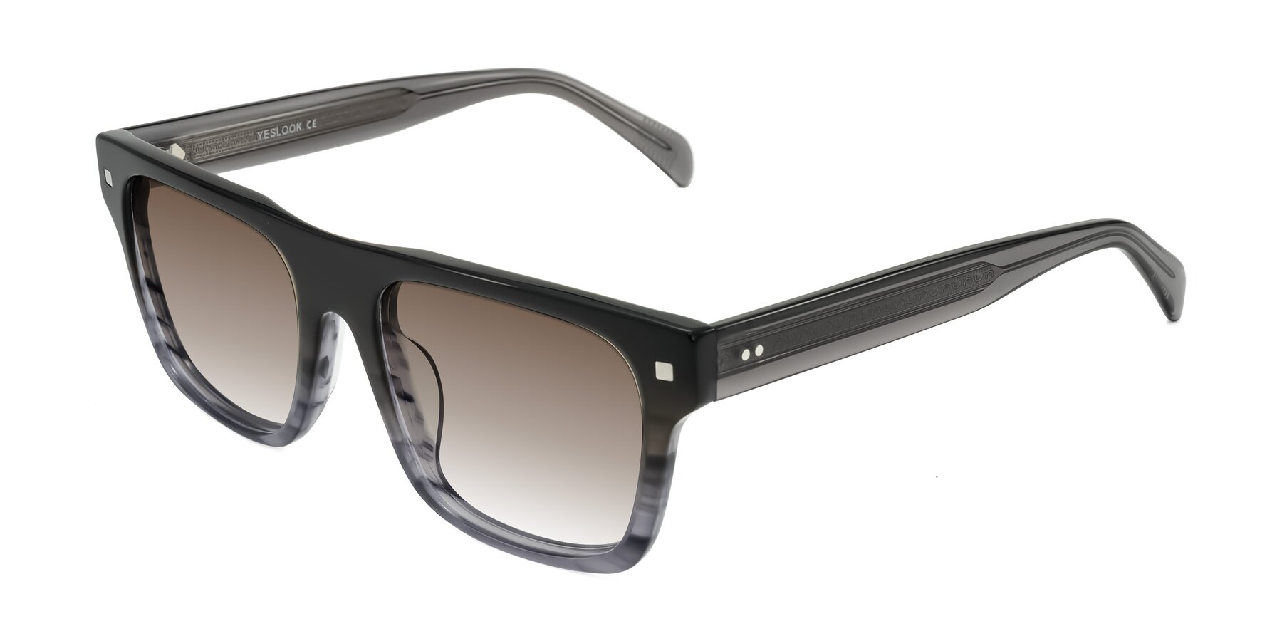 Angle of Emas in Gray Striped with Brown Gradient Lenses