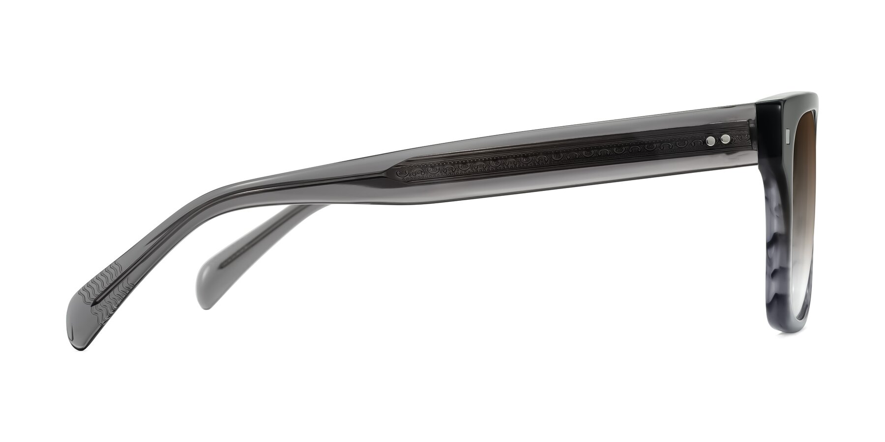 Side of Emas in Gray Striped with Brown Gradient Lenses