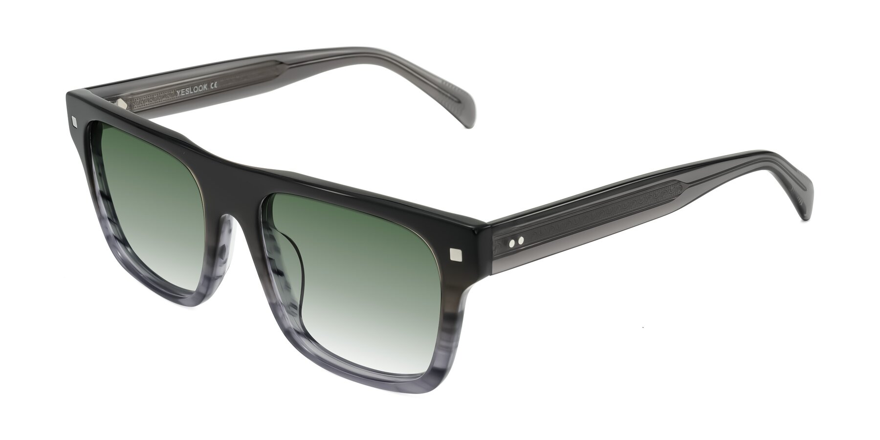 Angle of Emas in Gray Striped with Green Gradient Lenses