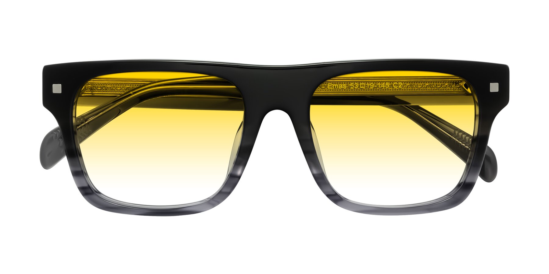 Folded Front of Emas in Gray Striped with Yellow Gradient Lenses