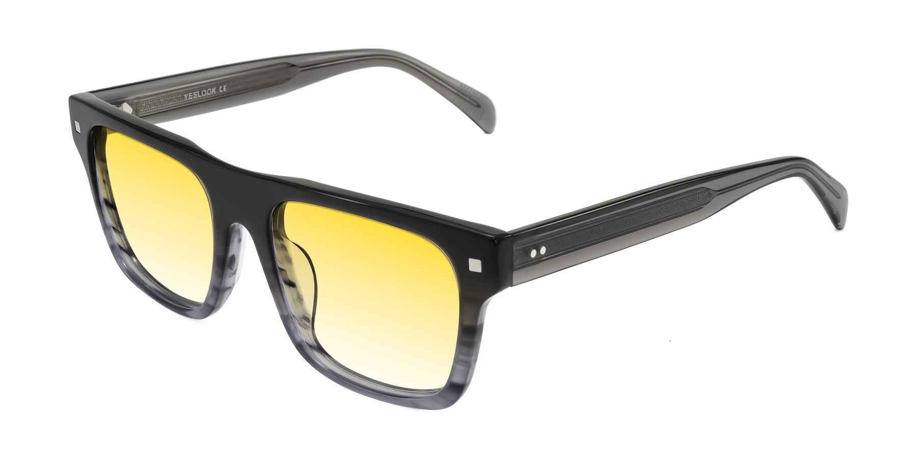 Angle of Emas in Gray Striped with Yellow Gradient Lenses