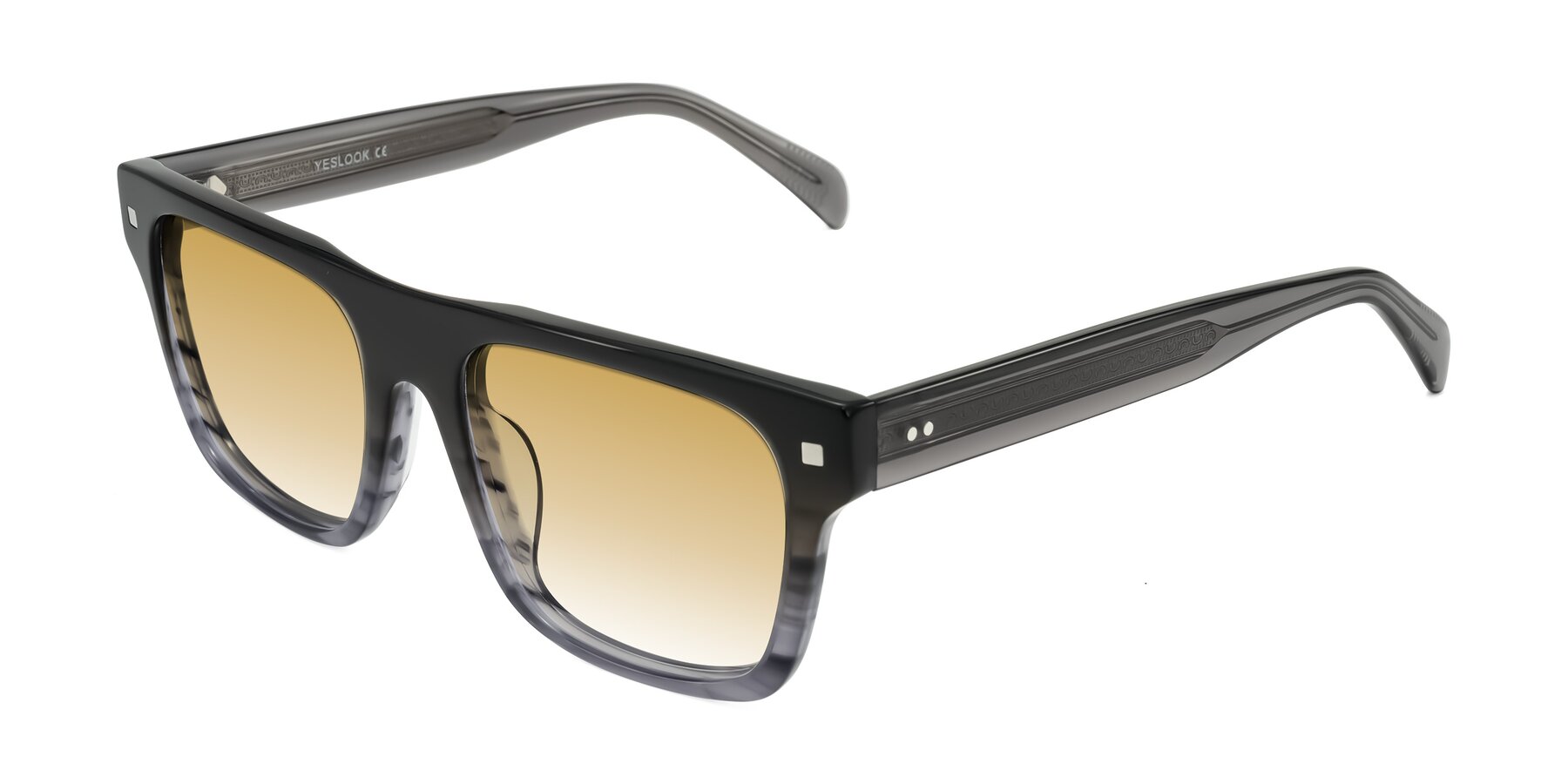 Angle of Emas in Gray Striped with Champagne Gradient Lenses