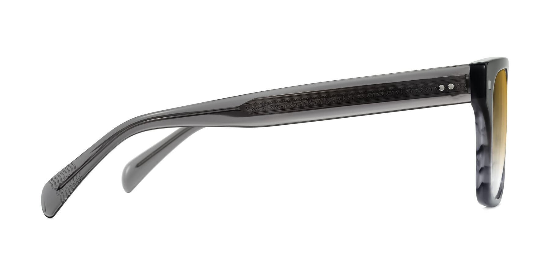 Side of Emas in Gray Striped with Champagne Gradient Lenses