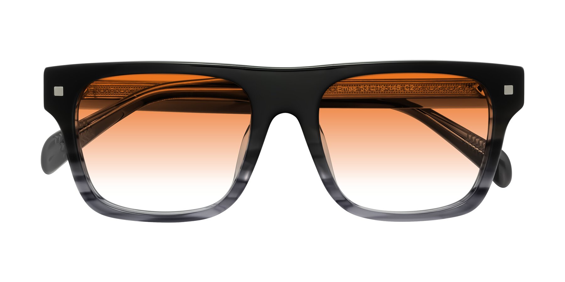 Folded Front of Emas in Gray Striped with Orange Gradient Lenses