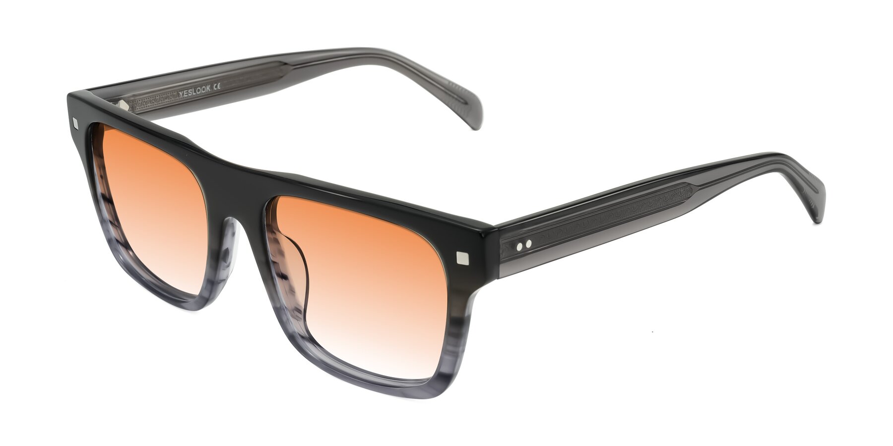 Angle of Emas in Gray Striped with Orange Gradient Lenses