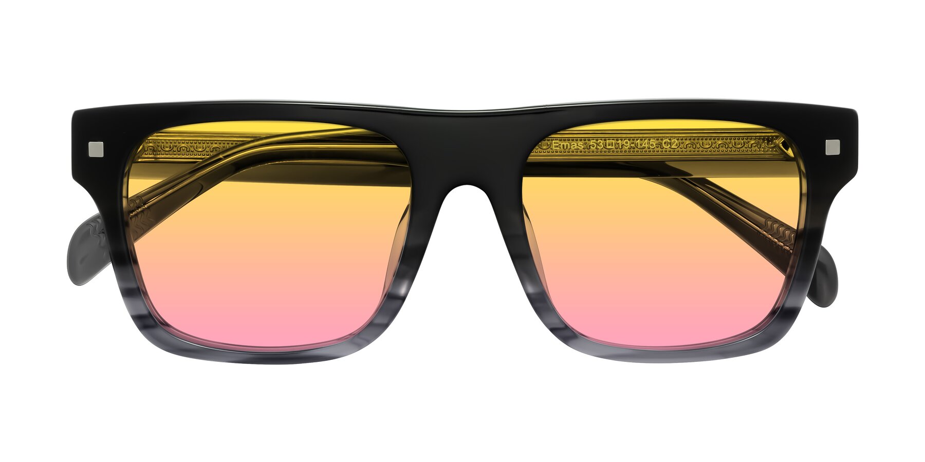 Folded Front of Emas in Gray Striped with Yellow / Pink Gradient Lenses