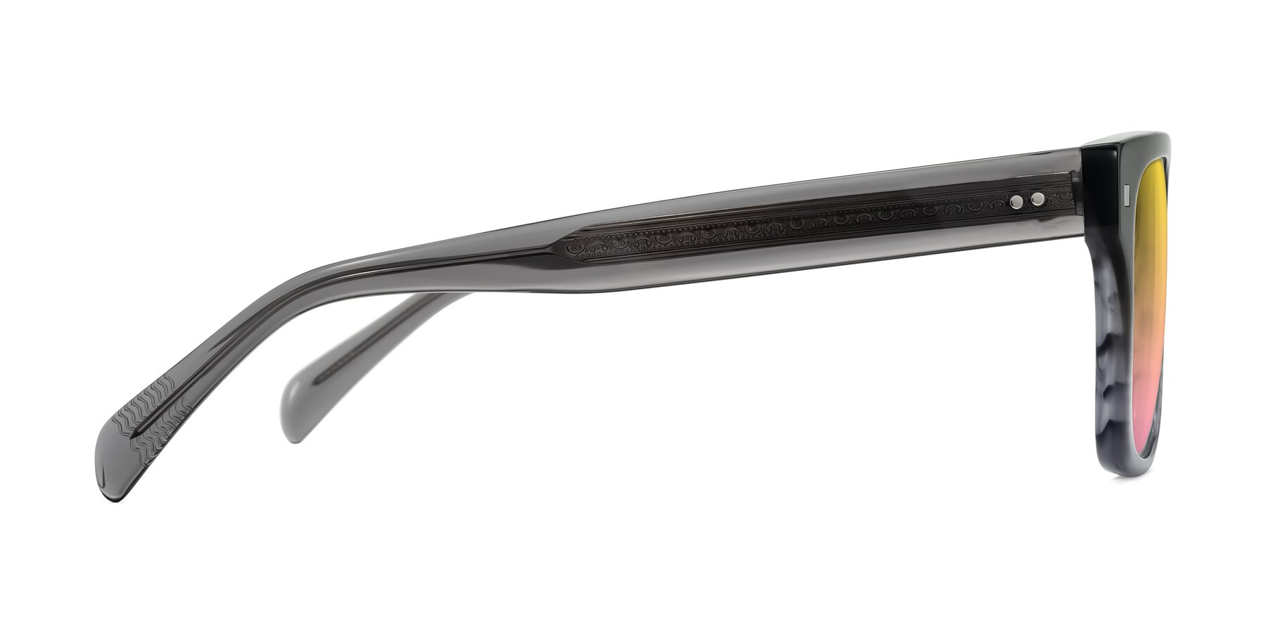 Side of Emas in Gray Striped with Yellow / Pink Gradient Lenses