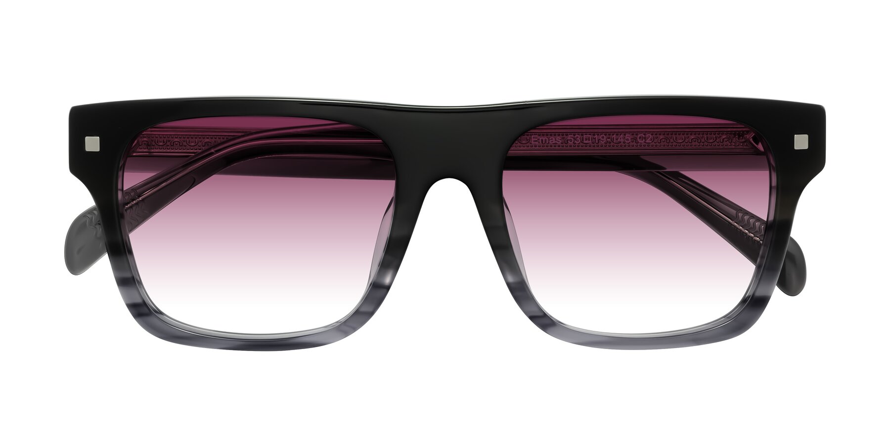 Folded Front of Emas in Gray Striped with Wine Gradient Lenses