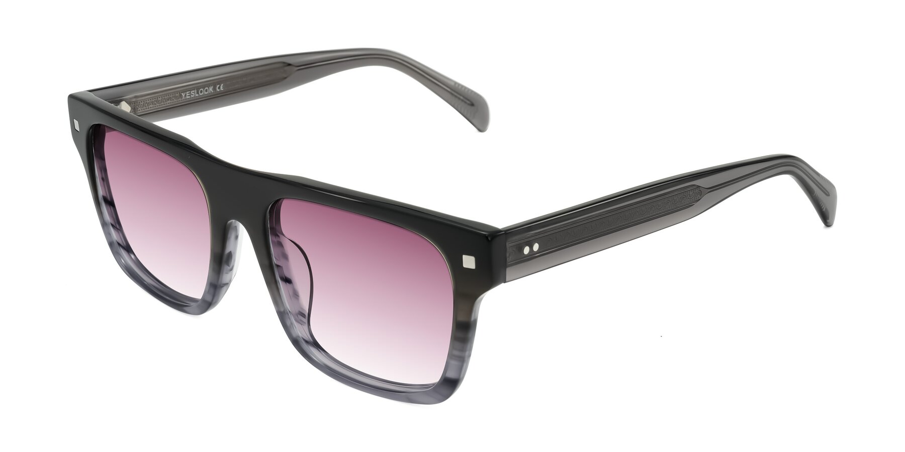 Angle of Emas in Gray Striped with Wine Gradient Lenses